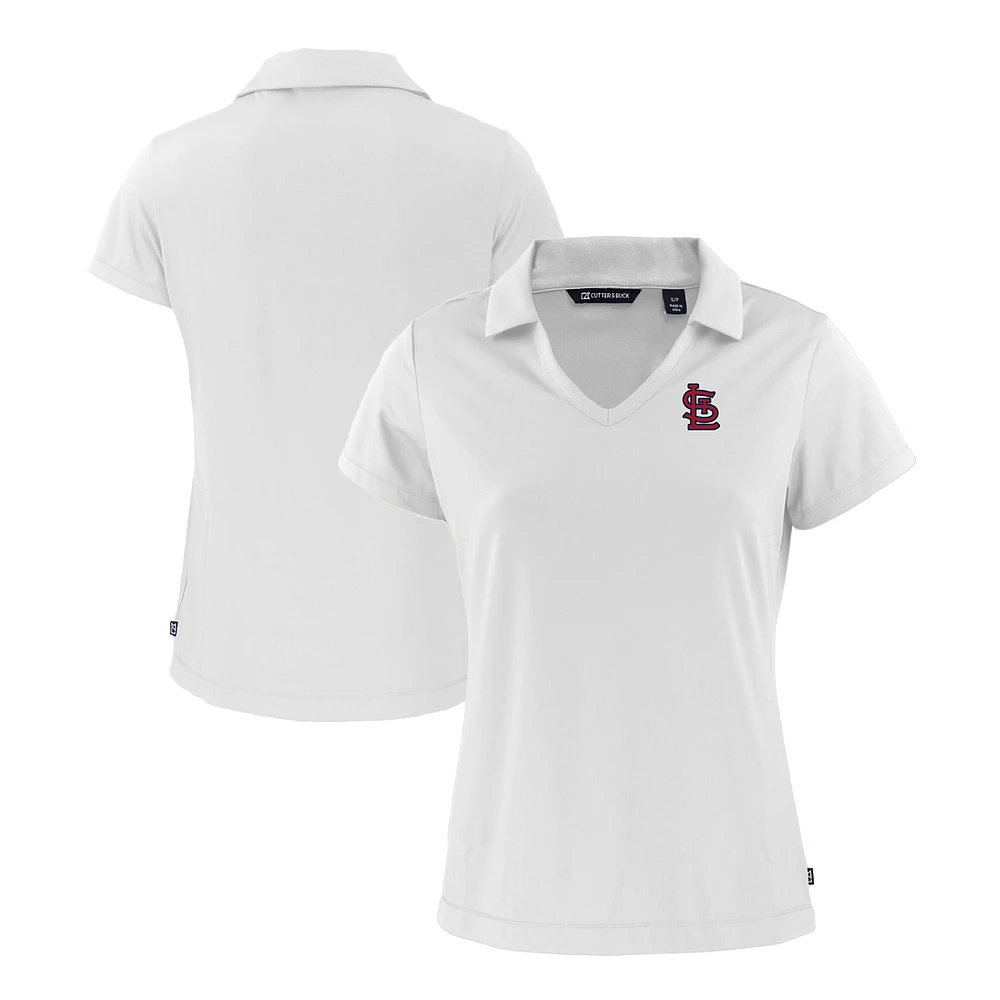 Women's Cutter & Buck White St. Louis Cardinals Daybreak Eco Recycled V-Neck Polo