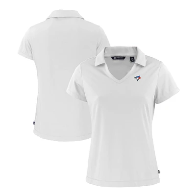 Women's Cutter & Buck White Toronto Blue Jays Daybreak Eco Recycled V-Neck Polo