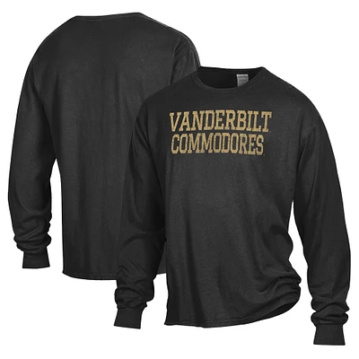 Men's Comfort Wash Black Vanderbilt Commodores Long Sleeve T-Shirt
