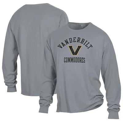 Men's Comfort Wash Gray Vanderbilt Commodores Arch Over Logo Long Sleeve T-Shirt