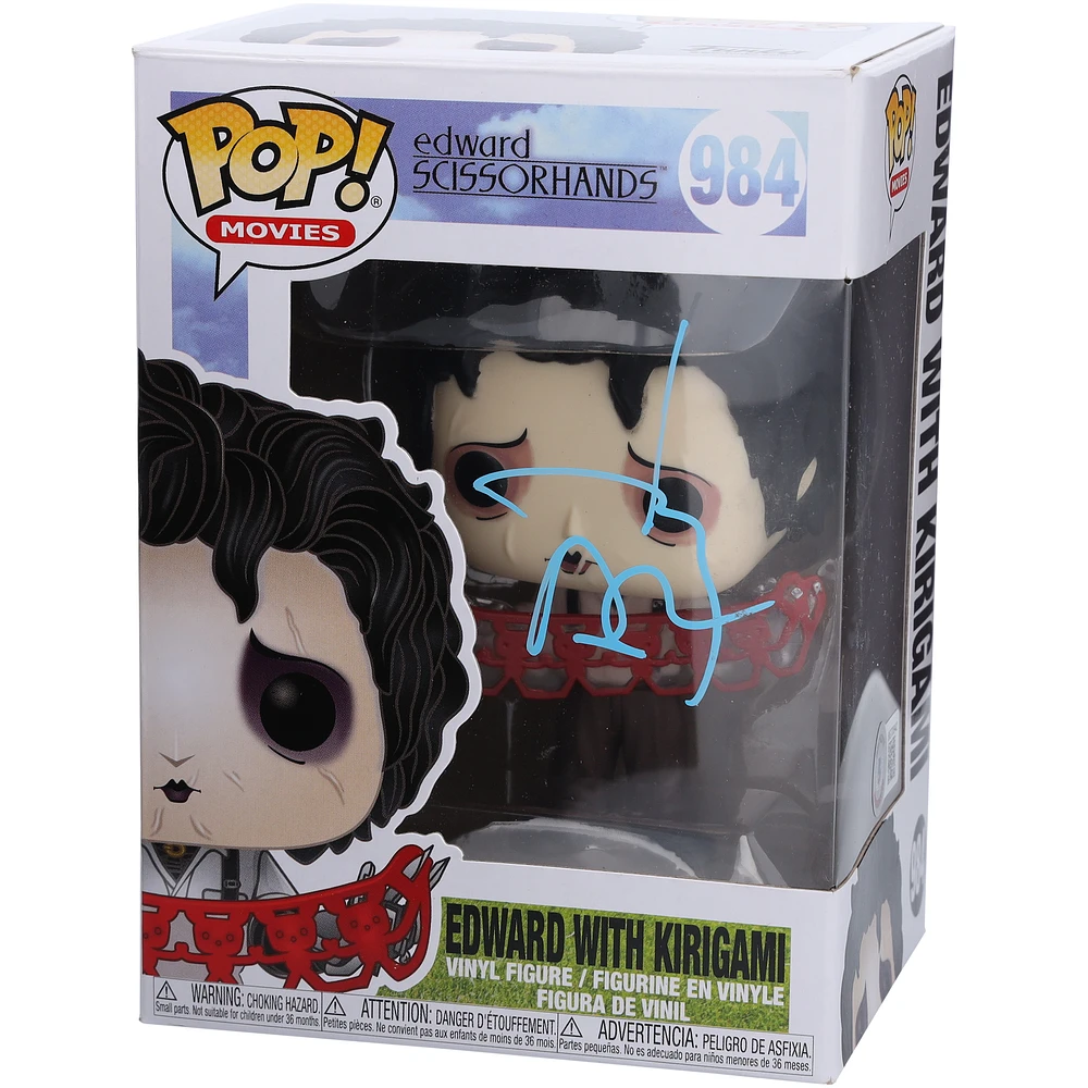 Johnny Depp Edward Scissorhands Autographed Edward with Kirigami #984 Funko Pop! Figurine - Signed in Light Blue Ink - BAS
