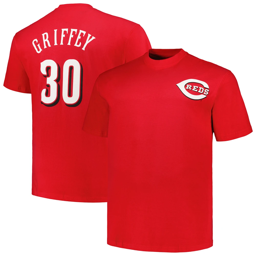 Men's Profile Ken Griffey Red Cincinnati Reds Big & Tall Cooperstown Collection Player Name Number T-Shirt