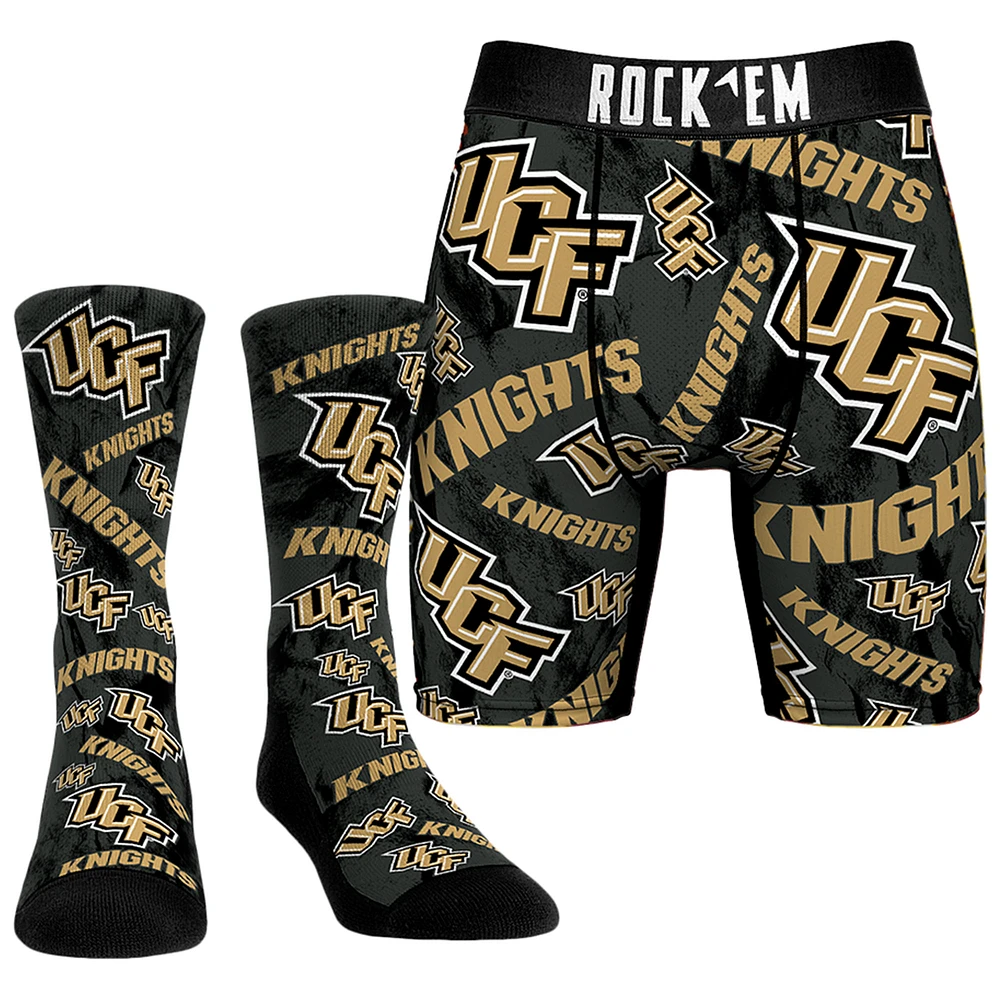 Men's Rock Em Socks UCF Knights All-Over Underwear and Crew Combo Pack