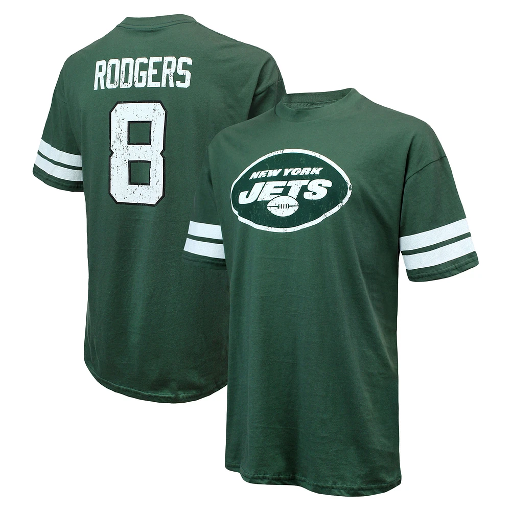 Men's Majestic Threads Aaron Rodgers Green New York Jets Name & Number Oversized Fit T-Shirt