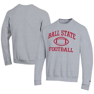 Men's Champion Gray Ball State Cardinals Football Powerblend Pullover Sweatshirt