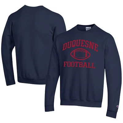 Men's Champion Navy Duquesne Dukes Football Powerblend Pullover Sweatshirt