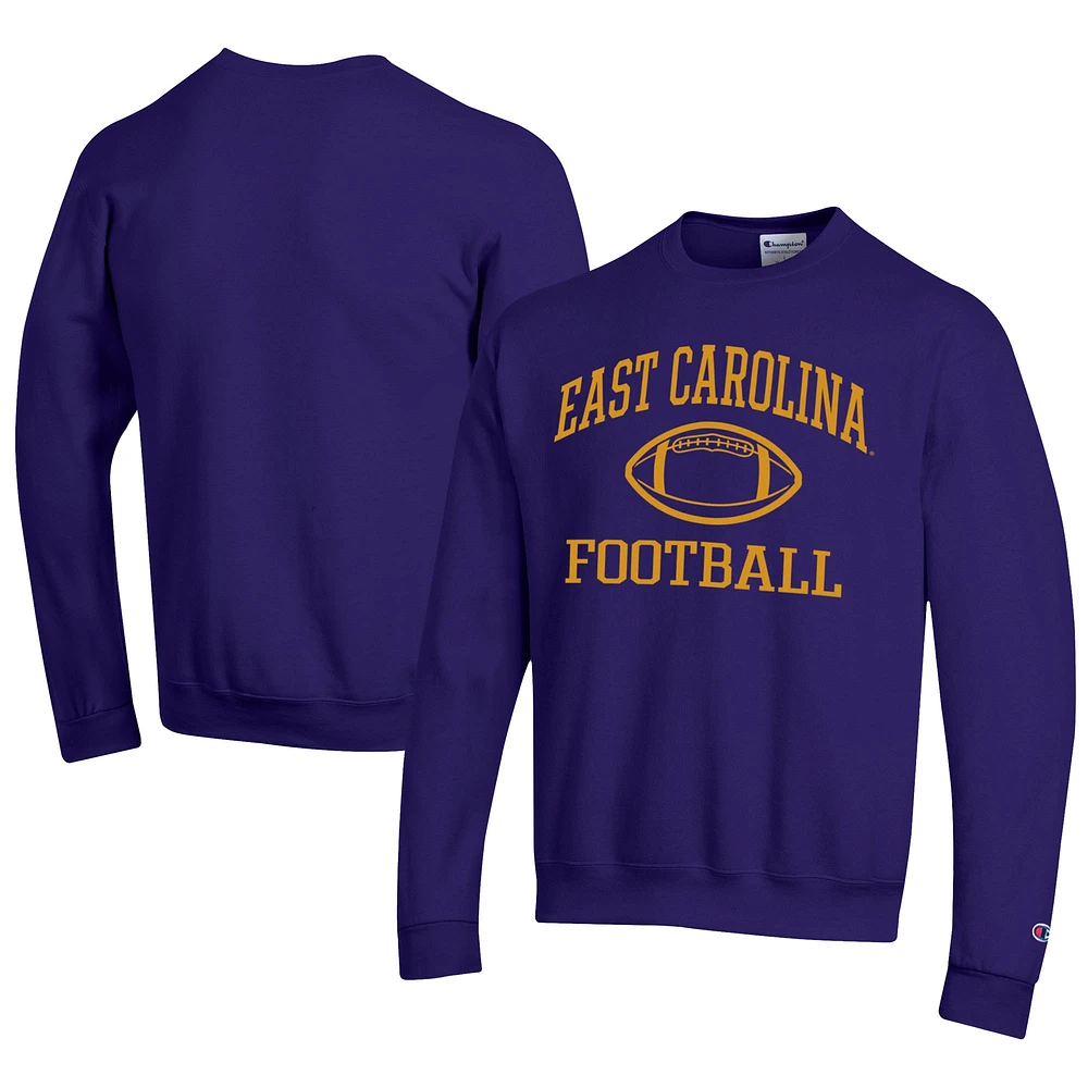 Men's Champion Purple ECU Pirates Football Powerblend Pullover Sweatshirt