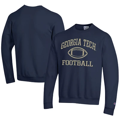 Men's Champion Navy Georgia Tech Yellow Jackets Football Powerblend Pullover Sweatshirt