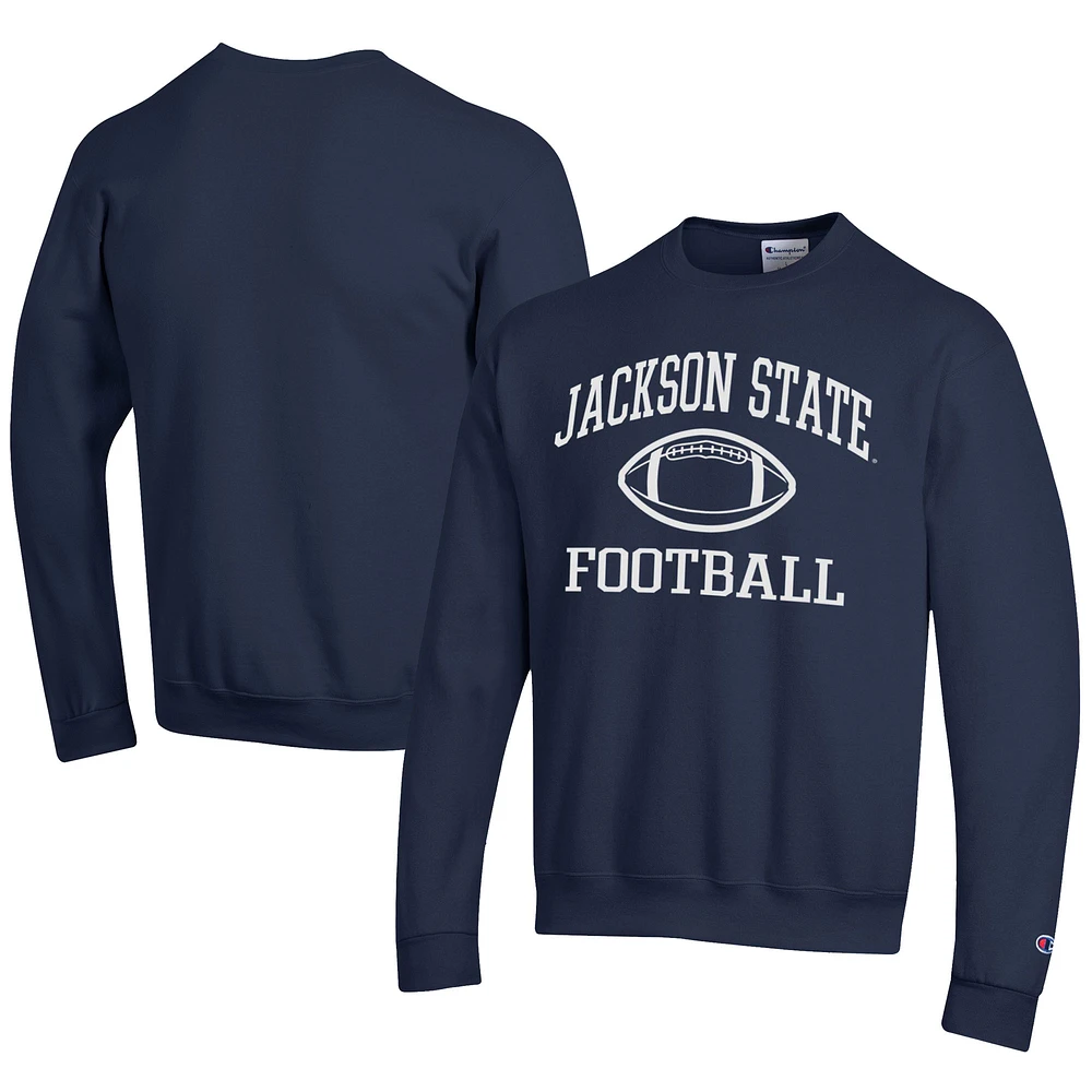Men's Champion Navy Jackson State Tigers Football Powerblend Pullover Sweatshirt