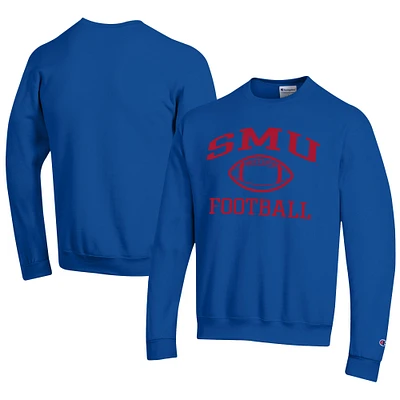 Men's Champion Royal SMU Mustangs Football Powerblend Pullover Sweatshirt