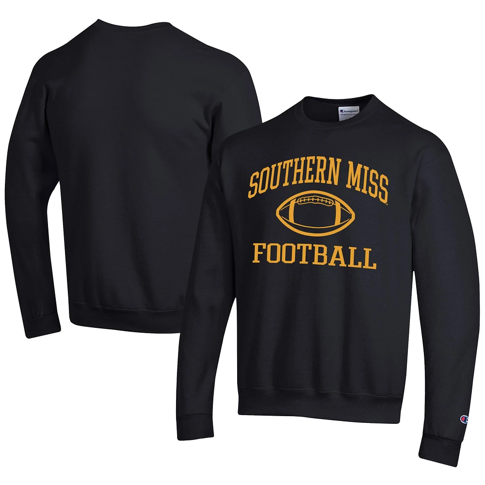 Men's Champion Black Southern Miss Golden Eagles Football Powerblend Pullover Sweatshirt