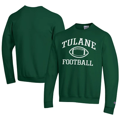 Men's Champion Green Tulane Wave Football Powerblend Pullover Sweatshirt