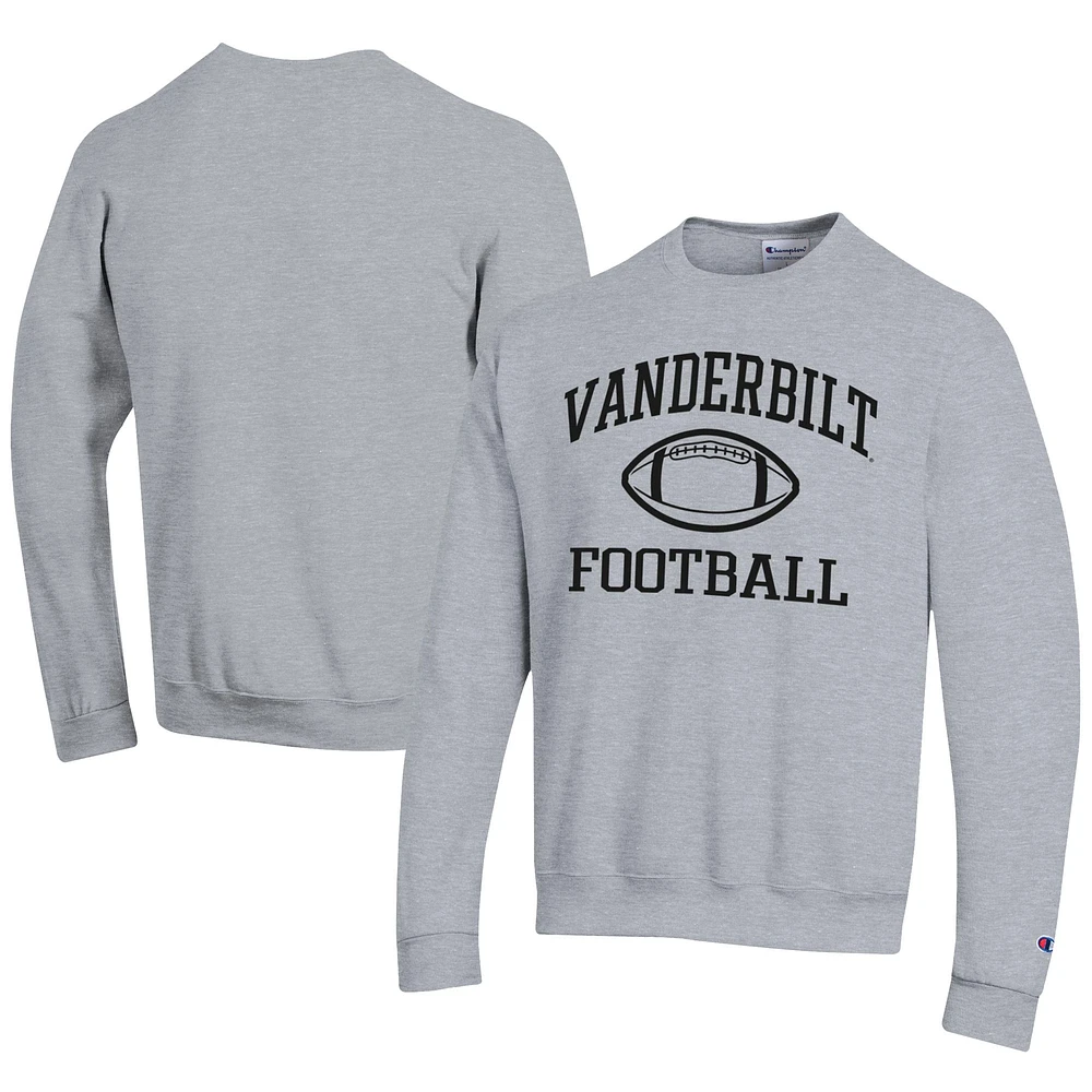 Men's Champion Gray Vanderbilt Commodores Football Powerblend Pullover Sweatshirt