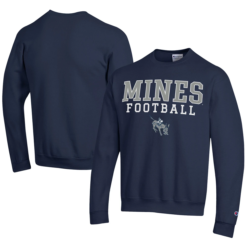 Men's Champion Navy Colorado School of Mines Orediggers Football Powerblend Pullover Sweatshirt