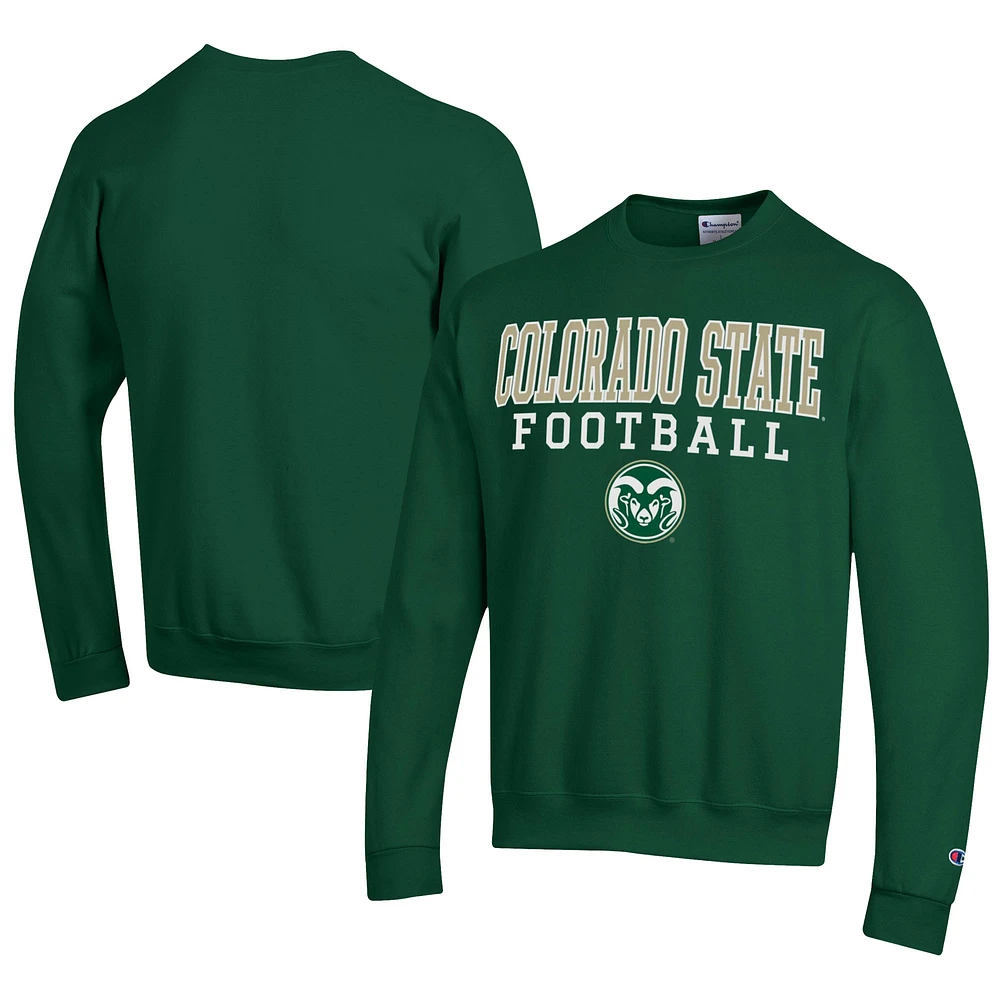 Men's Champion Green Colorado State Rams Football Powerblend Pullover Sweatshirt