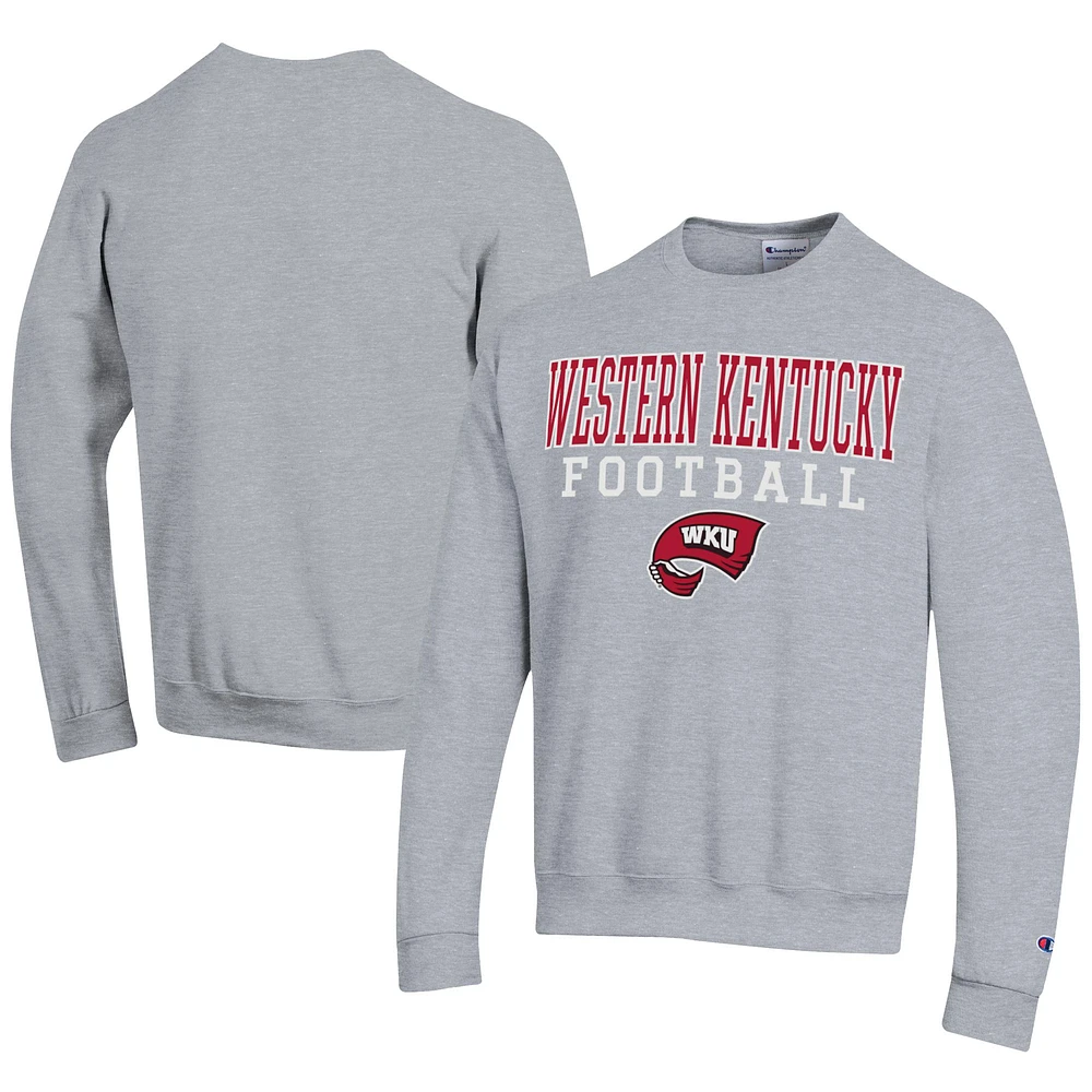 Men's Champion Gray Western Kentucky Hilltoppers Football Powerblend Pullover Sweatshirt