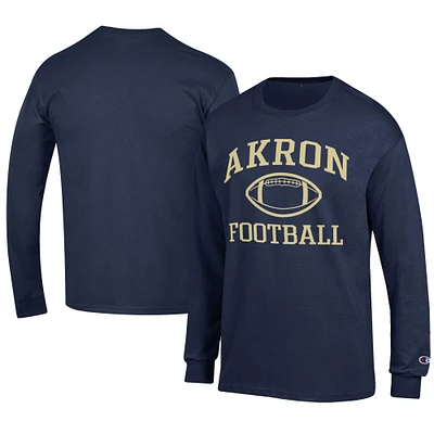 Men's Champion Navy Akron Zips Football Jersey Long Sleeve T-Shirt