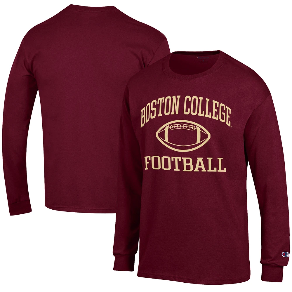 Men's Champion Maroon Boston College Eagles Football Jersey Long Sleeve T-Shirt