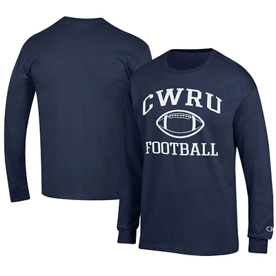 Men's Champion Navy Case Western Reserve Spartans Football Jersey Long Sleeve T-Shirt