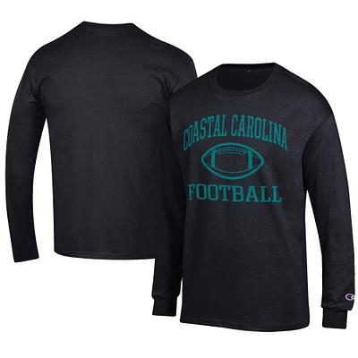 Men's Champion Black Coastal Carolina Chanticleers Football Jersey Long Sleeve T-Shirt