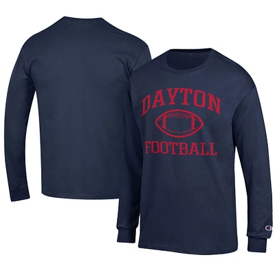 Men's Champion  Navy Dayton Flyers Football Jersey Long Sleeve T-Shirt