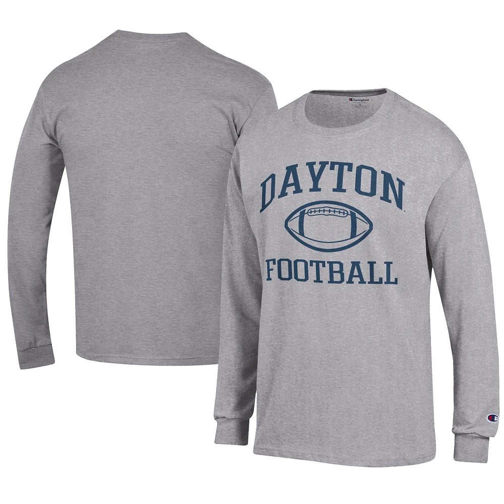 Men's Champion Gray Dayton Flyers Football Jersey Long Sleeve T-Shirt