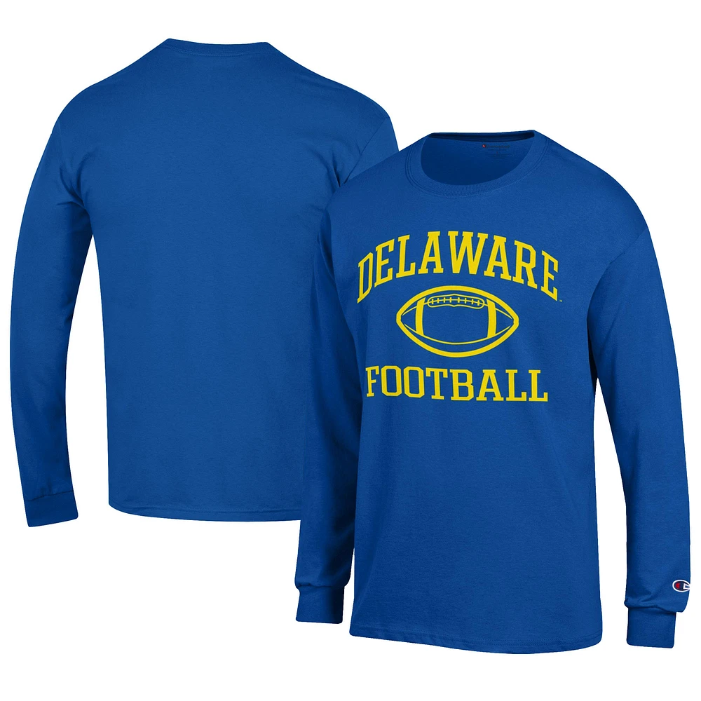 Men's Champion Royal Delaware Fightin' Blue Hens Football Jersey Long Sleeve T-Shirt