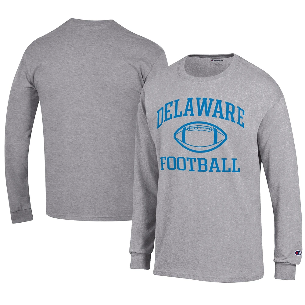 Men's Champion Gray Delaware Fightin' Blue Hens Football Jersey Long Sleeve T-Shirt