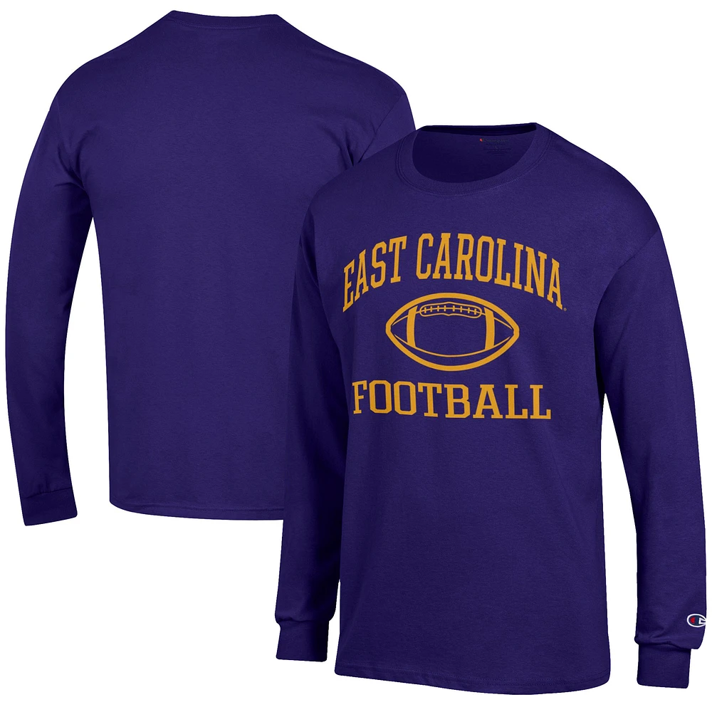 Men's Champion Purple ECU Pirates Football Jersey Long Sleeve T-Shirt