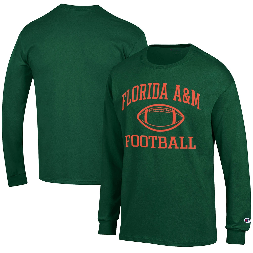 Men's Champion Green Florida A&M Rattlers Football Jersey Long Sleeve T-Shirt