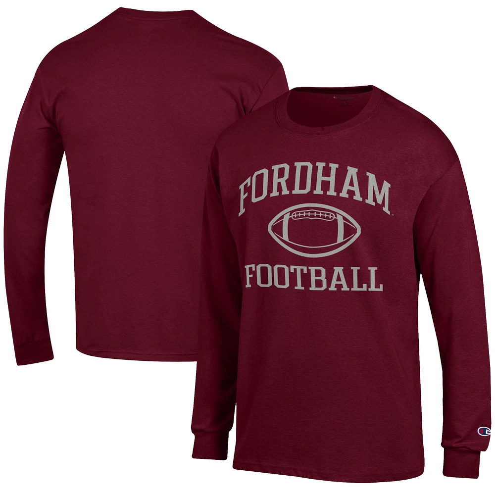 Men's Champion Maroon Fordham Rams Football Jersey Long Sleeve T-Shirt