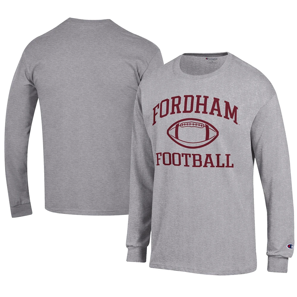 Men's Champion Gray Fordham Rams Football Jersey Long Sleeve T-Shirt
