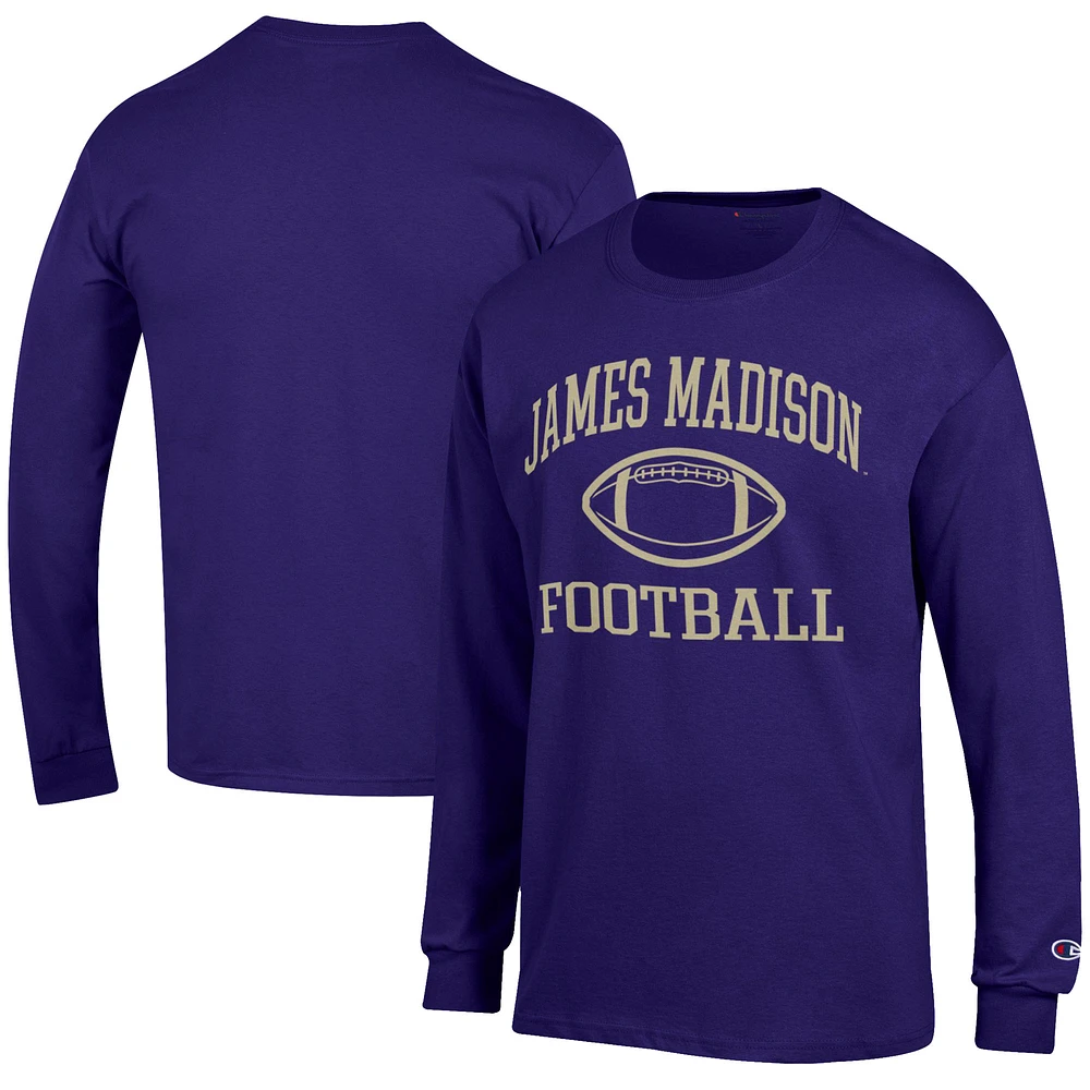 Men's Champion Purple James Madison Dukes Football Jersey Long Sleeve T-Shirt