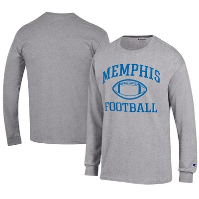 Men's Champion Gray Memphis Tigers Football Jersey Long Sleeve T-Shirt