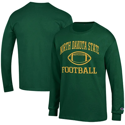 Men's Champion Green NDSU Bison Football Jersey Long Sleeve T-Shirt