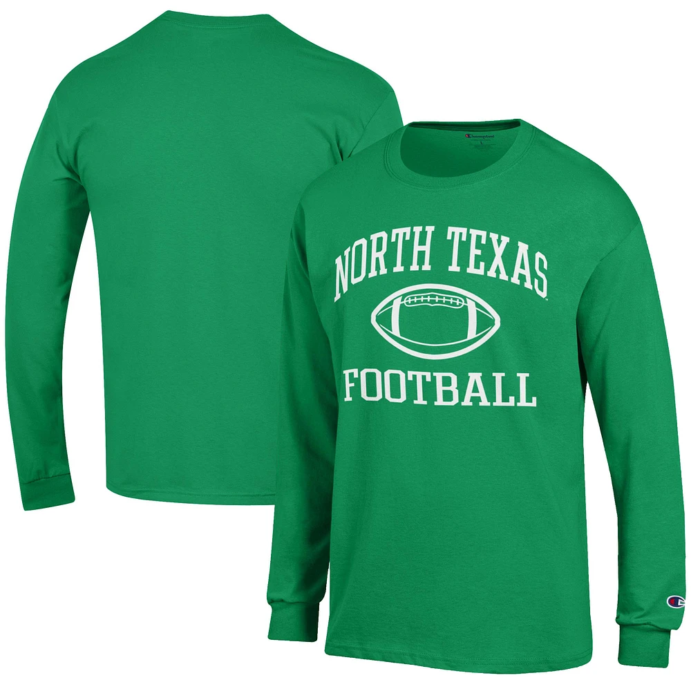 Men's Champion Kelly Green North Texas Mean Football Jersey Long Sleeve T-Shirt