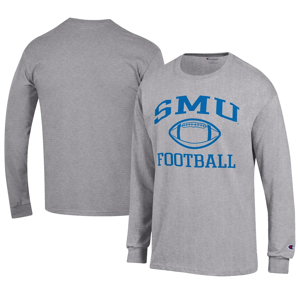 Men's Champion Gray SMU Mustangs Football Jersey Long Sleeve T-Shirt