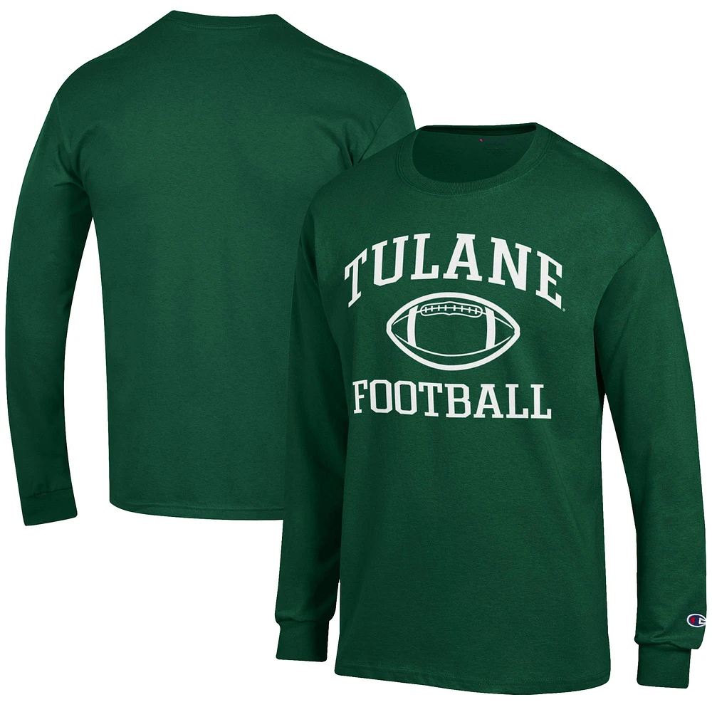 Men's Champion Green Tulane Wave Football Jersey Long Sleeve T-Shirt