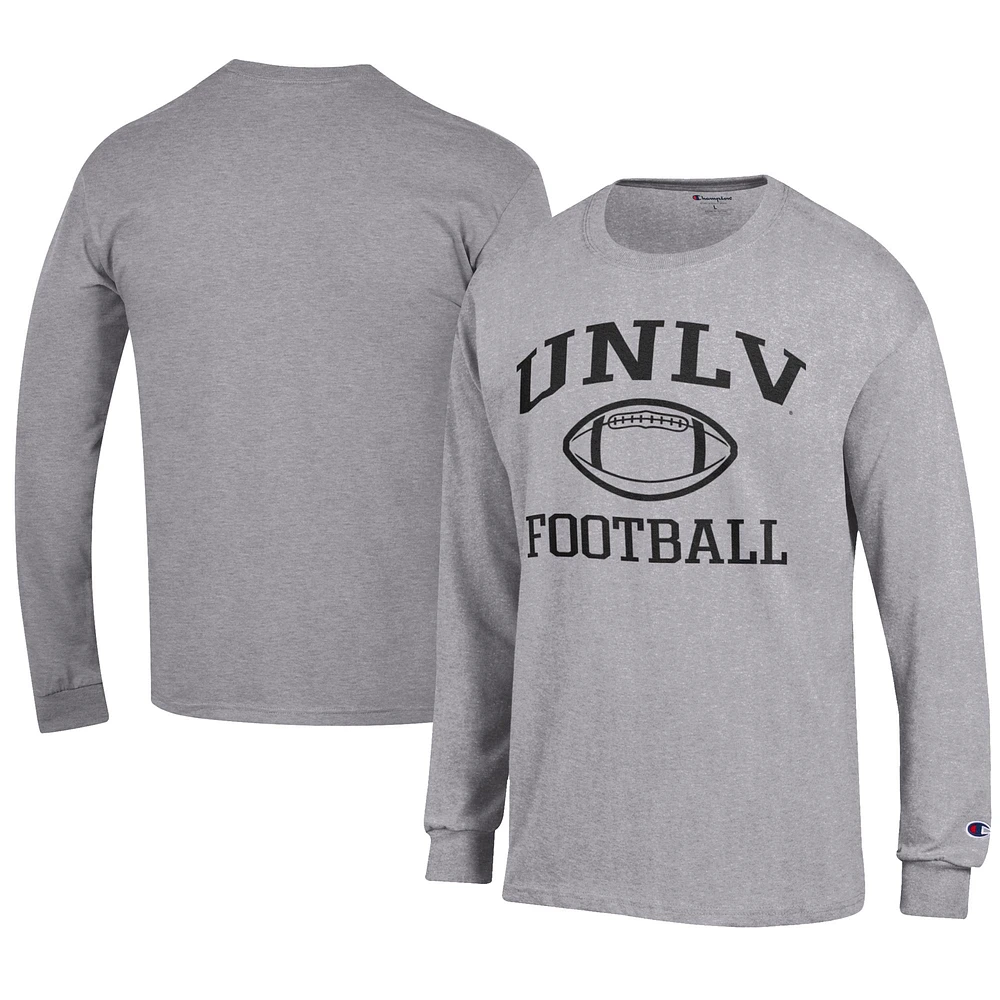 Men's Champion Gray UNLV Rebels Football Jersey Long Sleeve T-Shirt