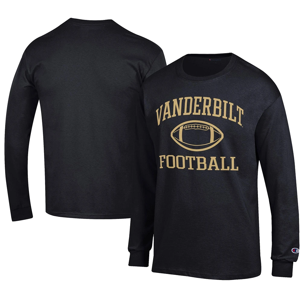 Men's Champion Black Vanderbilt Commodores Football Jersey Long Sleeve T-Shirt