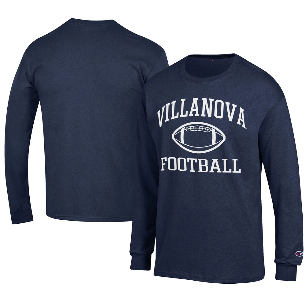 Men's Champion Navy Villanova Wildcats Football Jersey Long Sleeve T-Shirt