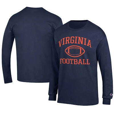 Men's Champion Navy Virginia Cavaliers Football Jersey Long Sleeve T-Shirt