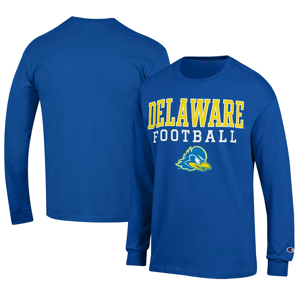 Men's Champion Royal Delaware Fightin' Blue Hens Football Jersey Long Sleeve T-Shirt