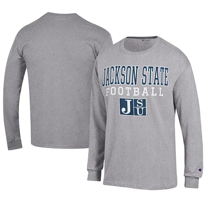 Men's Champion Gray Jackson State Tigers Football Jersey Long Sleeve T-Shirt