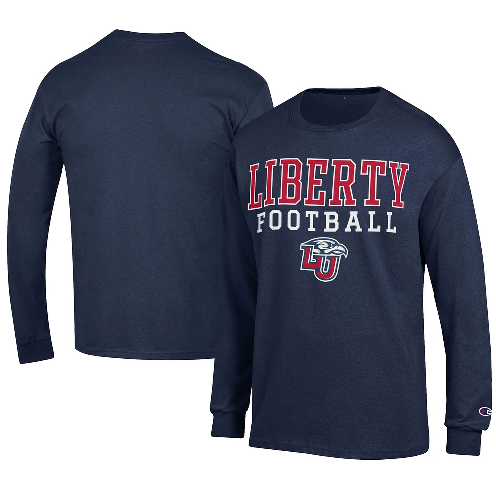 Men's Champion Navy Liberty Flames Football Jersey Long Sleeve T-Shirt