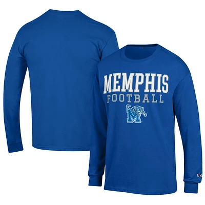 Men's Champion Royal Memphis Tigers Football Jersey Long Sleeve T-Shirt