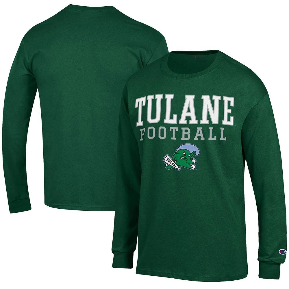 Men's Champion Green Tulane Wave Football Jersey Long Sleeve T-Shirt