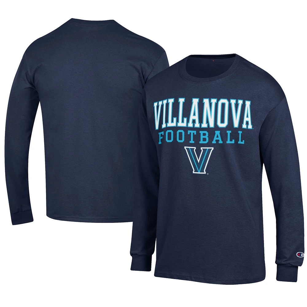 Men's Champion Navy Villanova Wildcats Football Jersey Long Sleeve T-Shirt