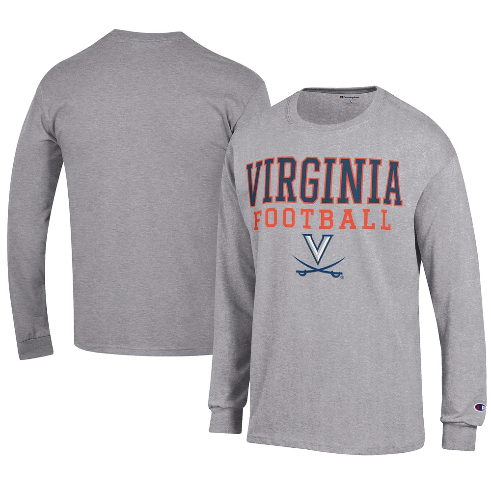 Men's Champion Gray Virginia Cavaliers Football Jersey Long Sleeve T-Shirt