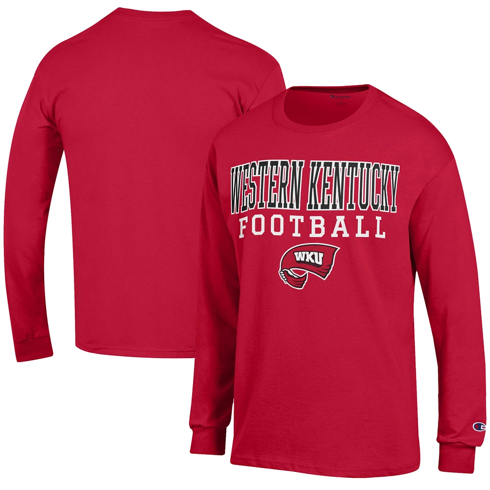 Men's Champion Red Western Kentucky Hilltoppers Football Jersey Long Sleeve T-Shirt